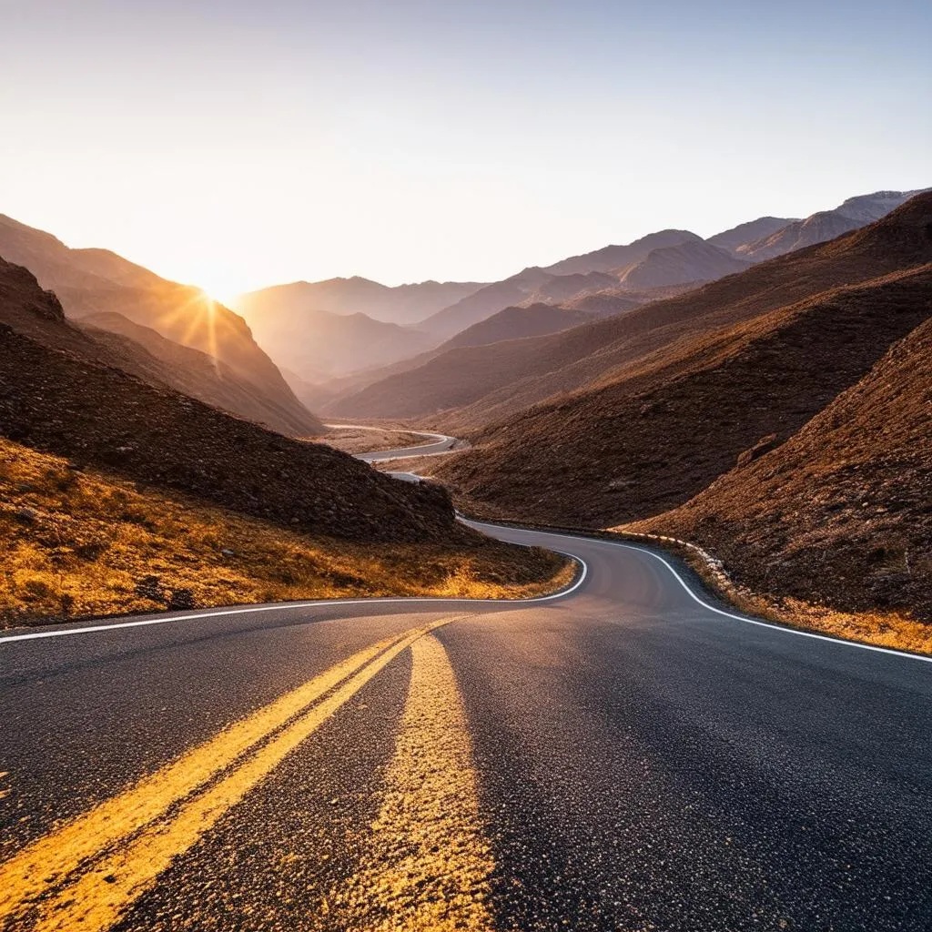 winding road through scenic mountains